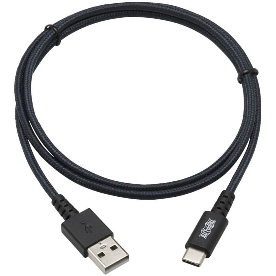 تريب لايت U038-003-GY-MAX الكبل USB-A إلى USB-C الثقيل الخدمة، رمادي، 3 قدم. (0.9 م)، مقاوم للتوتر، إغاظة، شحن، مقاومة للتآكل، قابلة للعكس، مقاومة للتشقق، مرنة
