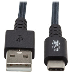 ट्रिप लाइट U038-010-GY-MAX भारी-भरकम USB-A से USB-C केबल (पुरुष/पुरुष) ग्रे 10 फीट (3 मीटर) तनाव प्रतिरोधी दबाव राहत चार्जिंग फाड़ प्रतिरोधी उल्टा क्रैक प्रतिरोधी लचीला