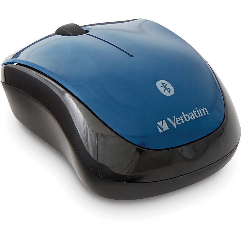 Verbatim Bluetooth mouse in dark teal and black colors shown from a front angle view