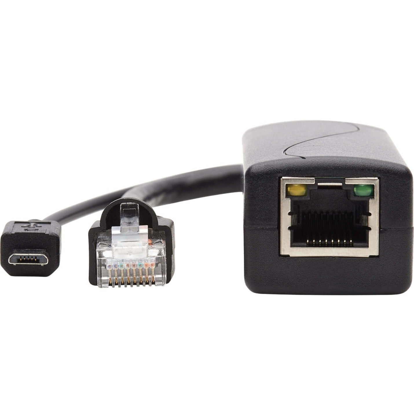 Tripp Lite NPOE-SPL-G-5VMU PoE to USB Micro-B and RJ45 Active Splitter 5V DC Power 328 ft Operating Distance  トリップライト NPOE-SPL-G-5VMU PoE から USB Micro-B および RJ45 アクティブスプリッター、5V DC 電源、328 ft 動作距離