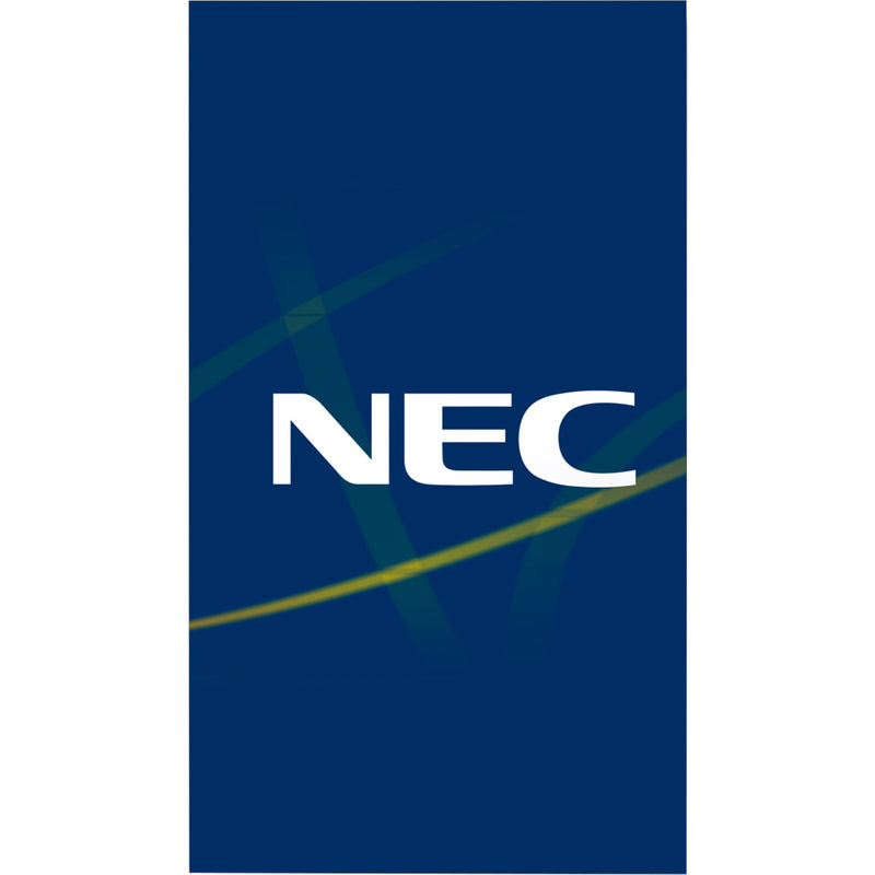 Vertical view of NEC display with corporate branding