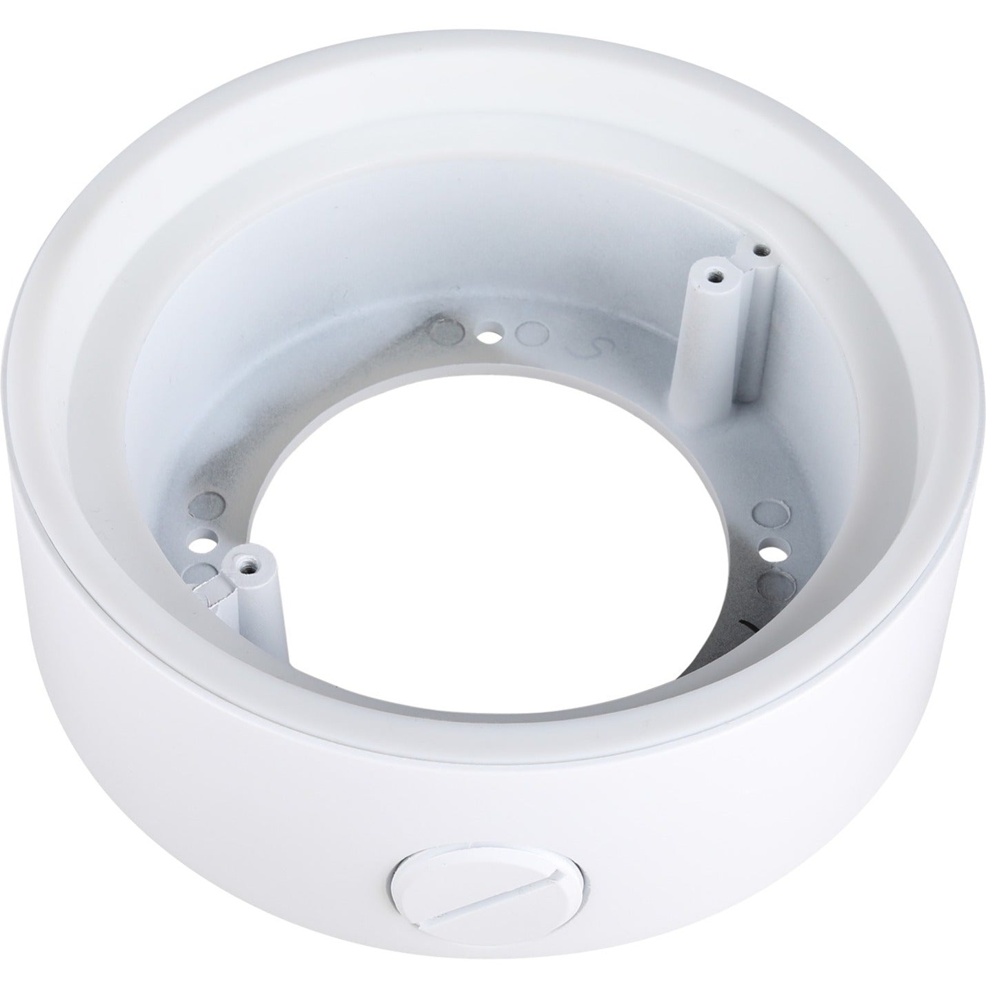 Interior view of white aluminum mounting box showing mounting points and cable management features-alternate-image1