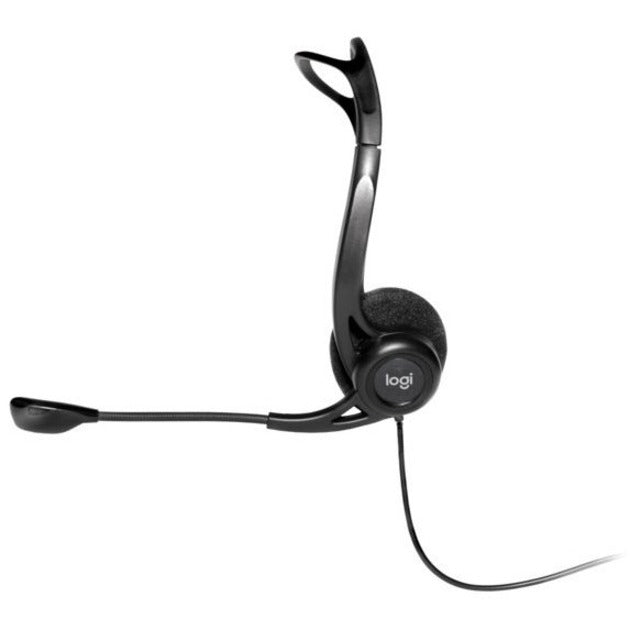 Side profile view of Logitech 960 USB Headset showing ergonomic design and microphone positioning