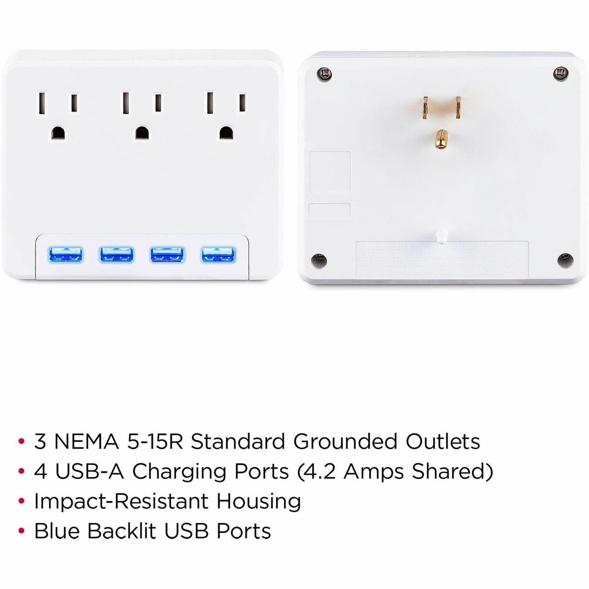 Product feature diagram showing USB ports, AC outlets, and specifications-alternate-image5