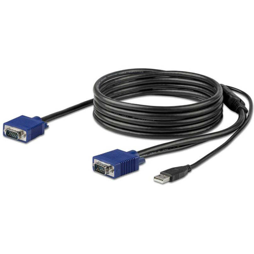 StarTech.com RKCONSUV10 Cable KVM USB de 10 pies para Consolas de Montaje en Rack Blindado Negro