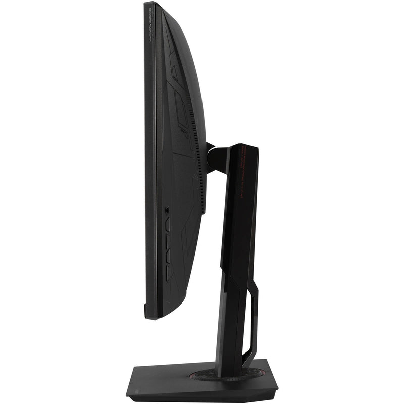 Side profile of ASUS TUF Gaming VG32VQ monitor showing slim design and connectivity ports