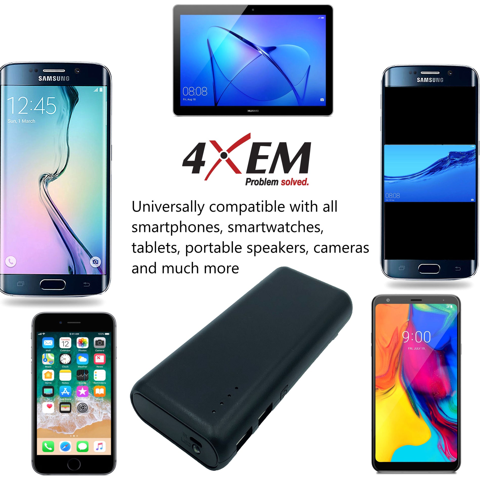 4XEM 4XMBLPOWER12000 Schnelllade-Powerbank 12000mAh Kapazität 2 USB-Anschlüsse