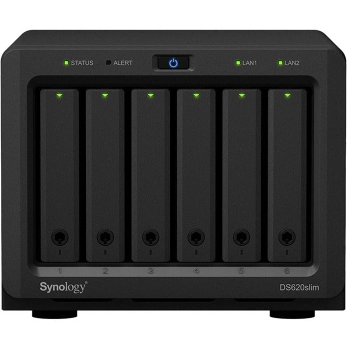 Synology DS620SLIM DiskStation DS620slim SAN/NAS Storage System, Dual-core Processor, 2GB RAM, 30TB Capacity, Gigabit Ethernet