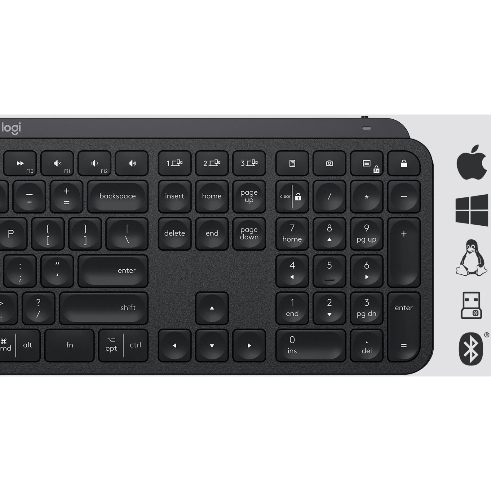 Logitech MX Keys Advanced Wireless Illuminated Keyboard - Tactile Responsive Typing, Backlighting, Bluetooth, USB-C, Metal Build (Black) [Discontinued]