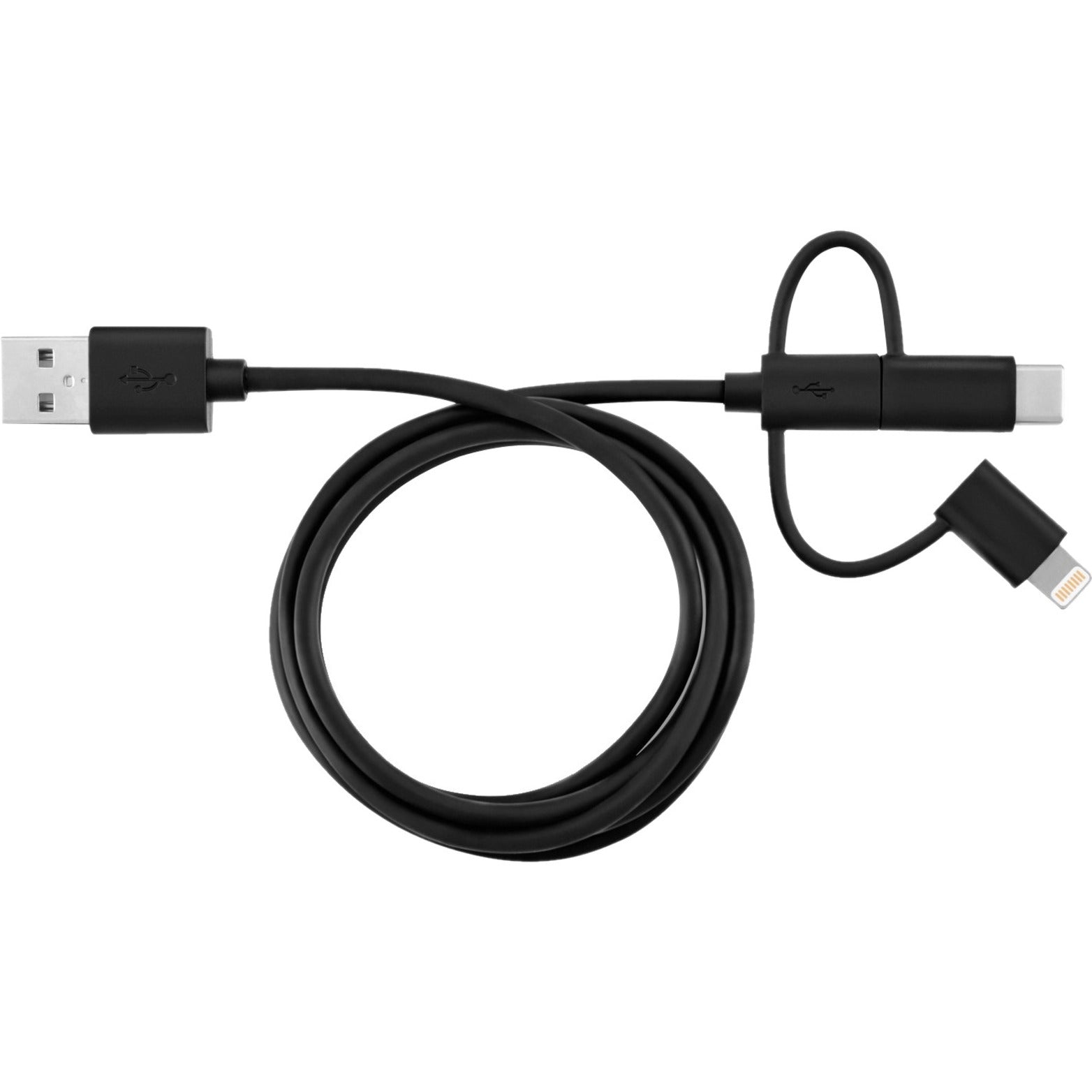 V7 LTCMUSB1M-BLK-1E Lightning/Micro-USB/USB Data Transfer Cable, 3.28 ft, 480 Mbit/s, Black