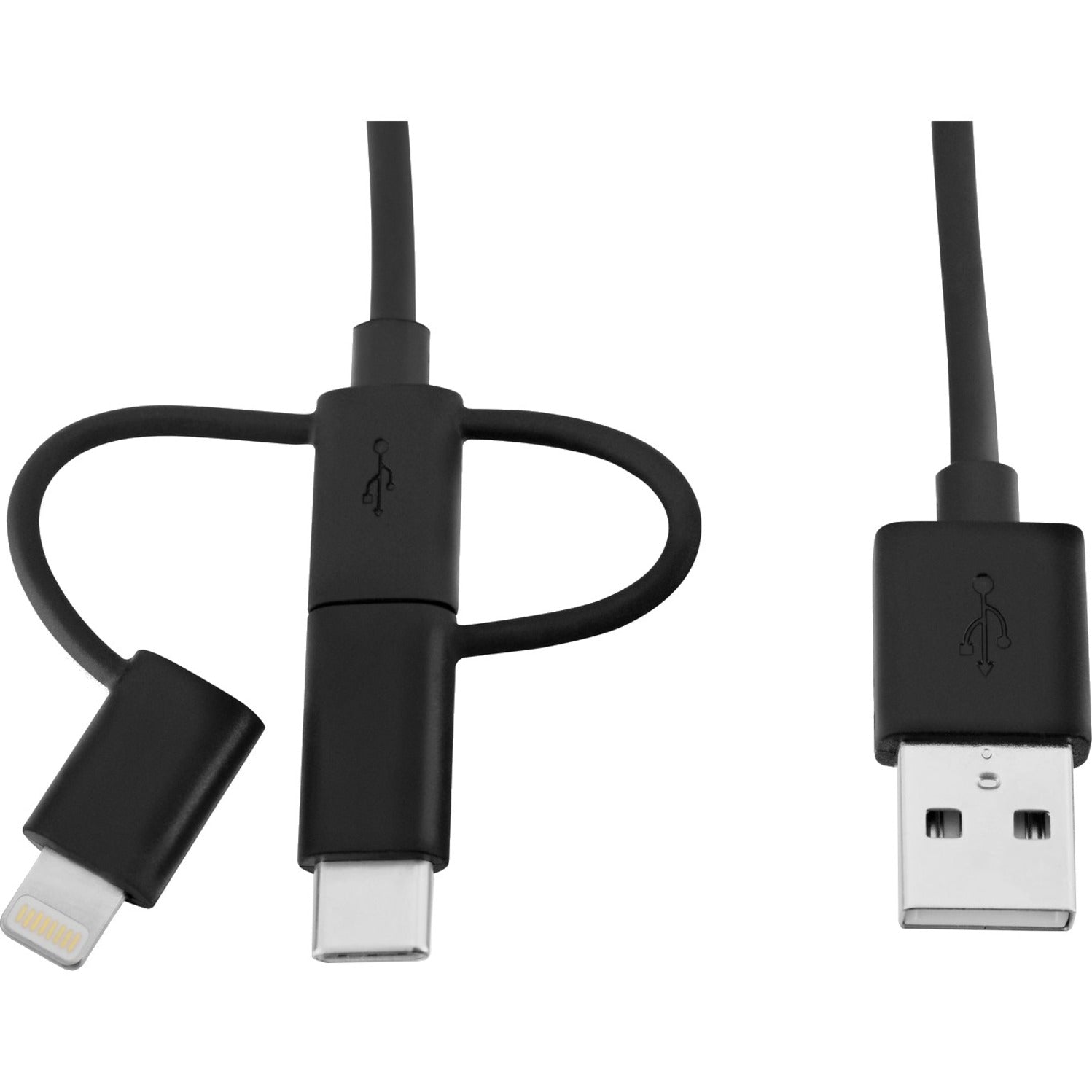 V7 LTCMUSB1M-BLK-1E Lightning/Micro-USB/USB Data Transfer Cable, 3.28 ft, 480 Mbit/s, Black