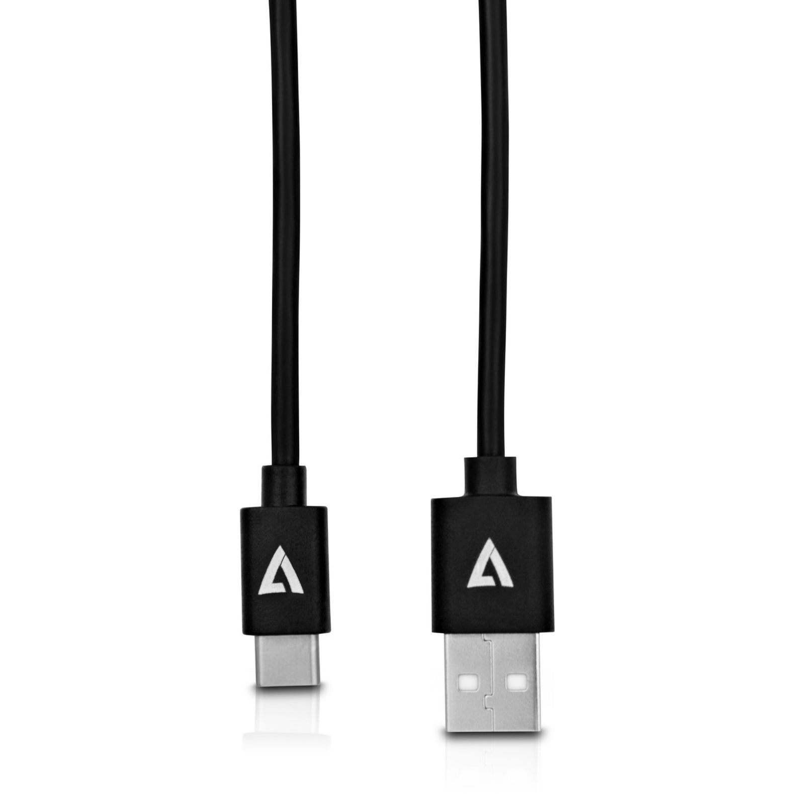 V7 V7U2C-1M-BLK-1E Black USB Cable USB 2.0 A Male to USB-C Male 1m 3.3ft, Corrosion Resistant, EMI/RF Protection