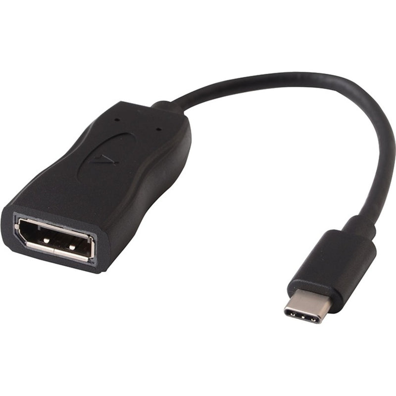 Full view of V7 USB-C to DisplayPort adapter showing ergonomic design