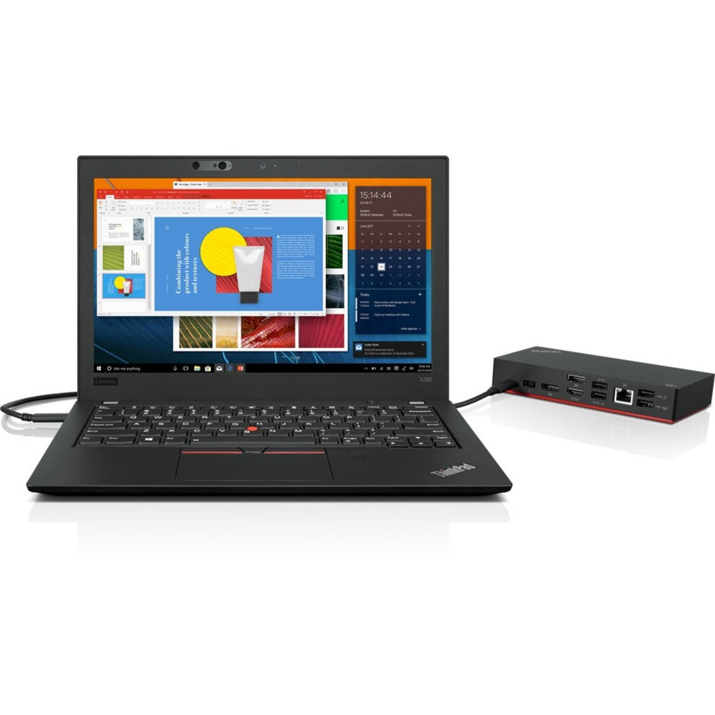 Lenovo 40AS0090US ThinkPad USB-C Dock Gen 2, HDMI, DisplayPort, USB Type-C, RJ-45, 60W Power Supply