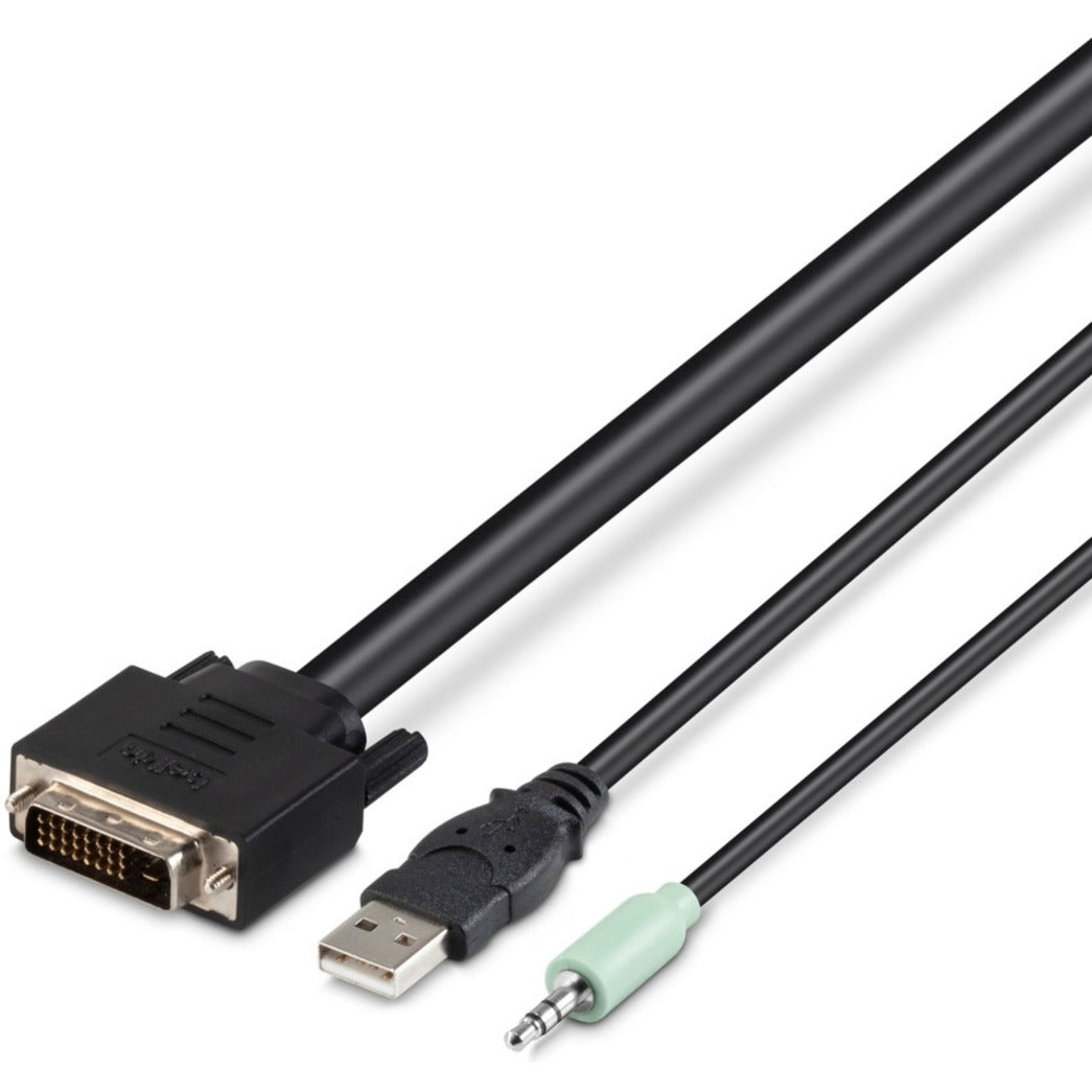 Belkin F1D9012B06T TAA DVI/USB/AUD SKVM CBL, 6ft - Gold Plated Connectors, Passive, Hook & Loop Strap