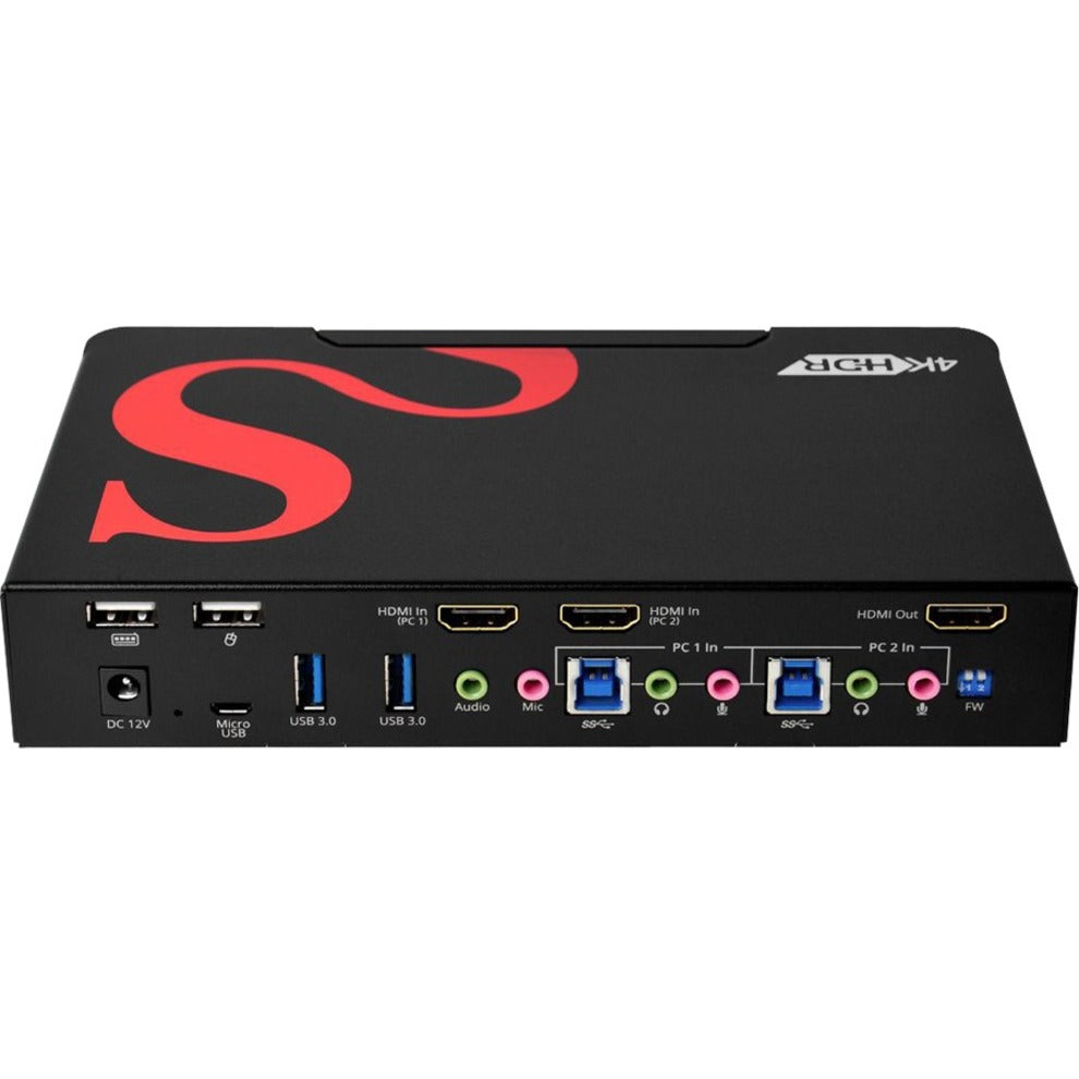 SIIG CE-H25511-S1 2-Port HDMI 2.0 4K HDR Smart Console KVM Switch with USB 3.0 Multimedia Ports, TAA Compliant, 3 Year Warranty