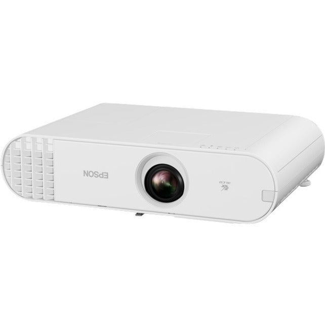 Angled view of Epson PowerLite U50 projector highlighting compact design