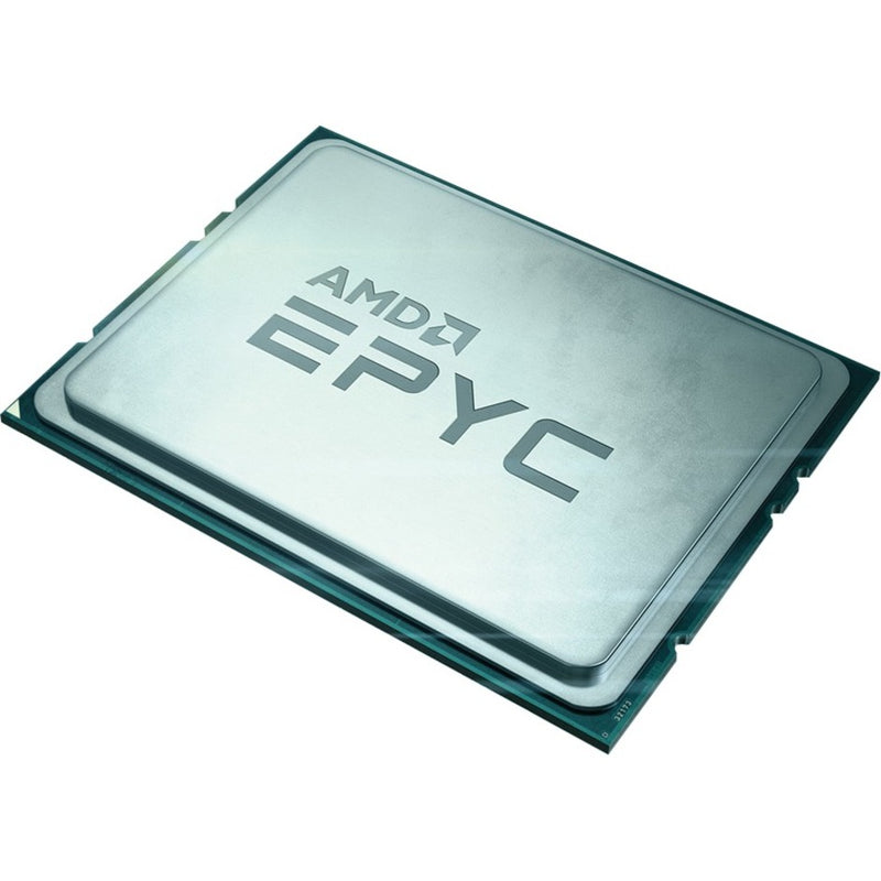 AMD EPYC 7742 server processor with silver heatspreader featuring EPYC branding