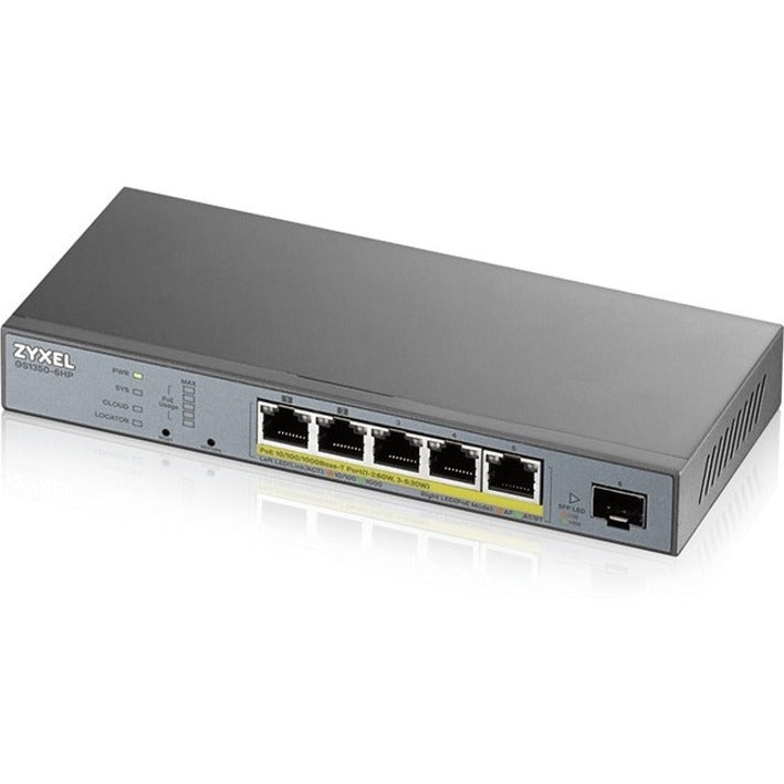 Switch PoE Smart Managed ZYXEL GS1350-6HP 5 ports GbE avec liaison montante GbE Ethernet Gigabit budget PoE de 60W