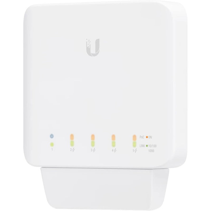 Front view of Ubiquiti USW-Flex switch with LED status indicators