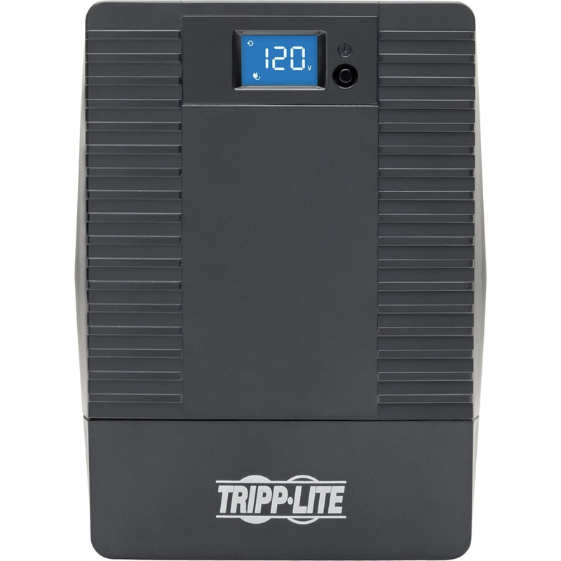 Front view of Tripp Lite OMNIVS1000LCD UPS showing ventilation design and LCD display