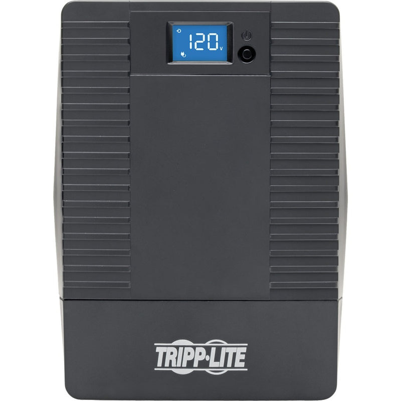 Front view of Tripp Lite OMNIVS1500LCD UPS showing control panel and LCD screen