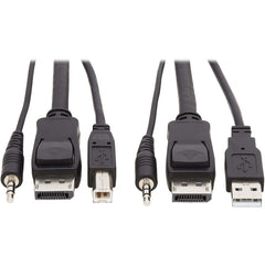 Tripp Lite 4K DisplayPort KVM Cable, 6ft USB 2.0 3-in-1, Gold-Plated, HDCP 2.2, 3840x2160 Resolution, 480Mbps Transfer, RoHS Compliant Black P783-006 (Lifetime Warranty)