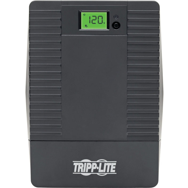 Front view of Tripp Lite SMART1500TSU UPS showing LCD display panel and power button