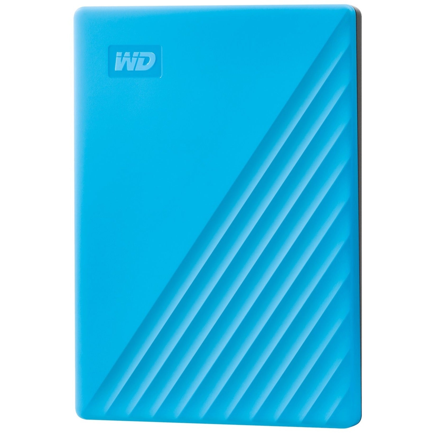 WD My Passport 2TB portable hard drive in bright blue with diagonal line pattern design-alternate-image1