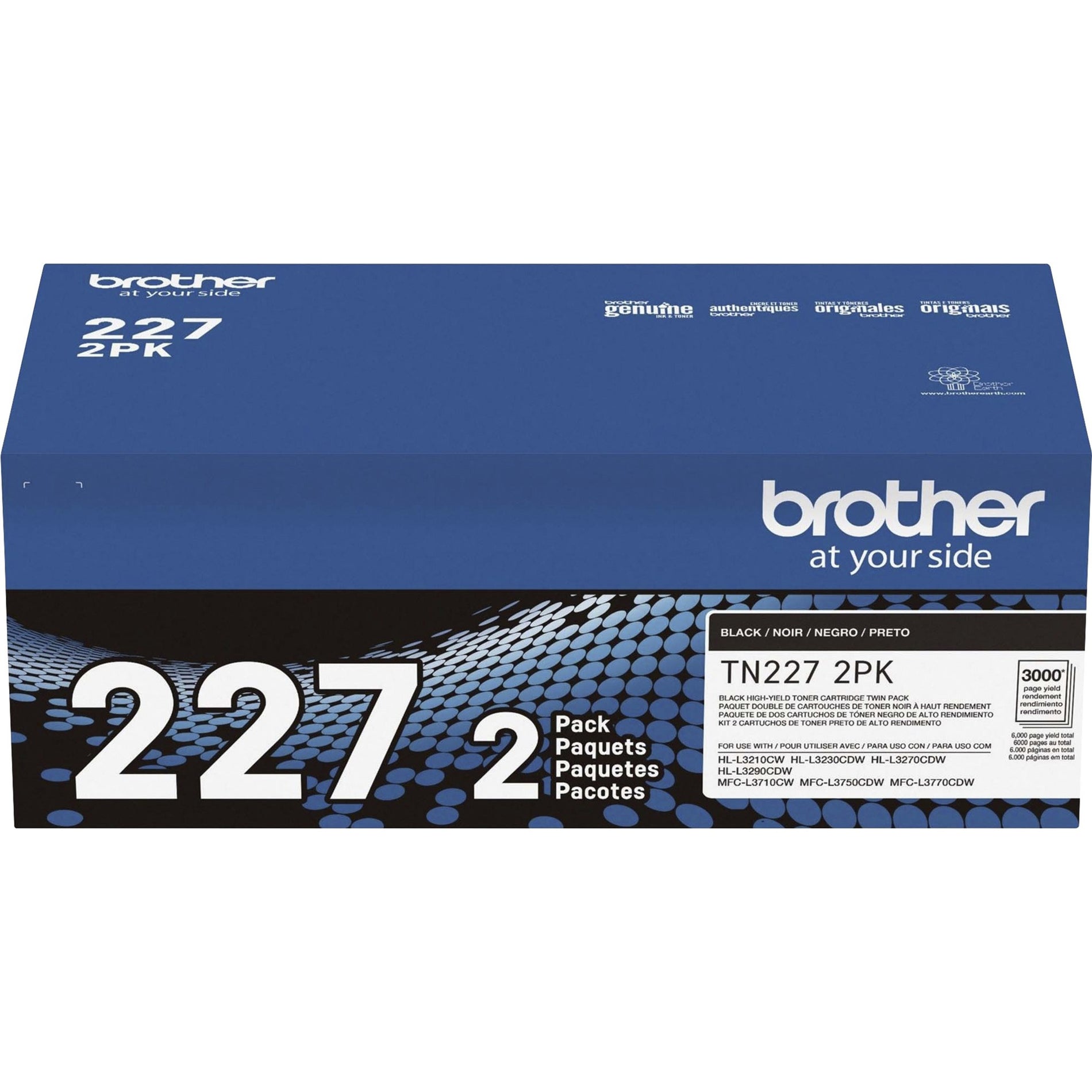 Brother TN227 2PK TN227 หมึกพิมพ์แท้ ความจุสูง สีดำ 3000 หน้า