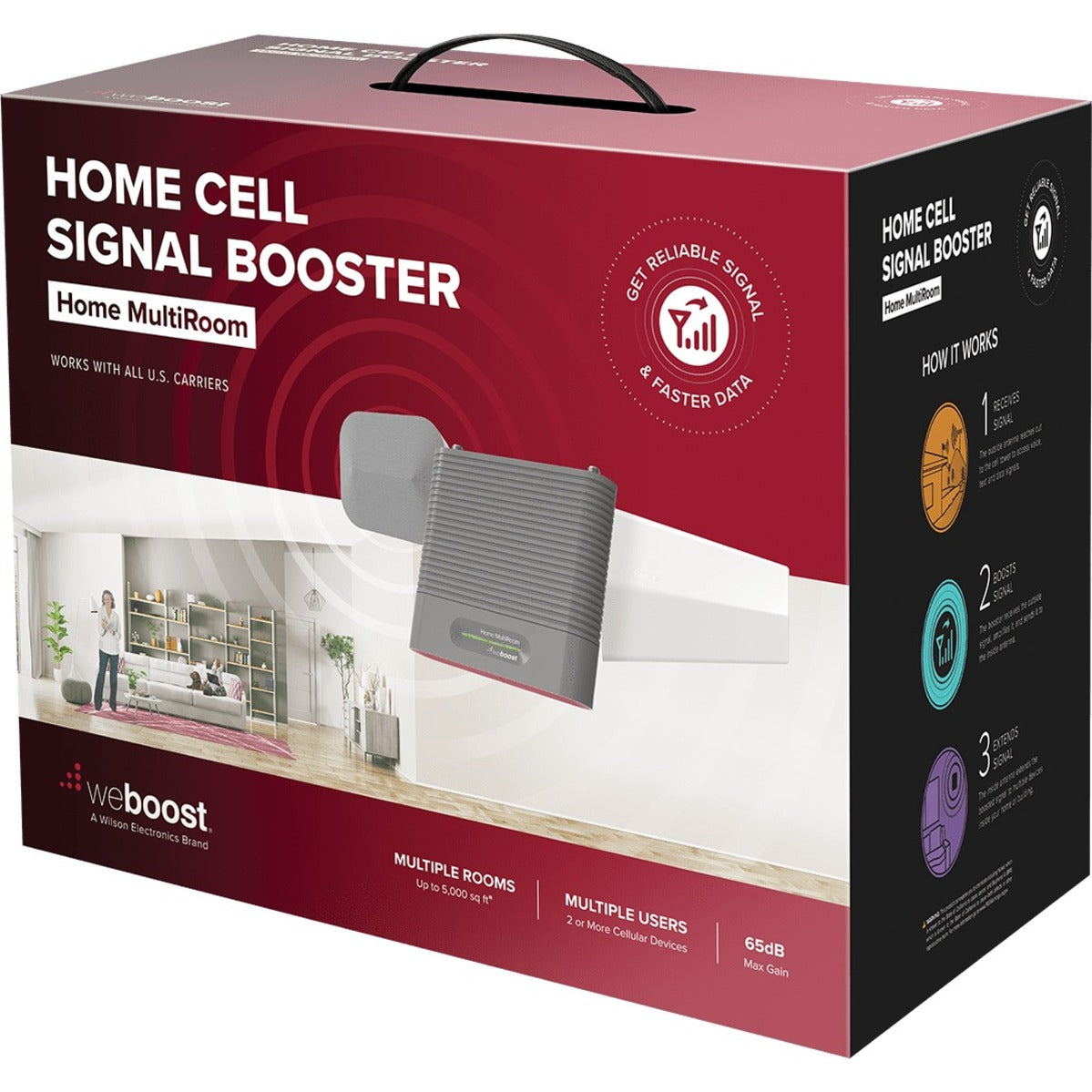 WeBoost 470144 Home MultiRoom Cellular Phone Signal Booster, Boosts Signal for Home Coverage up to 5000 Sq. ft.