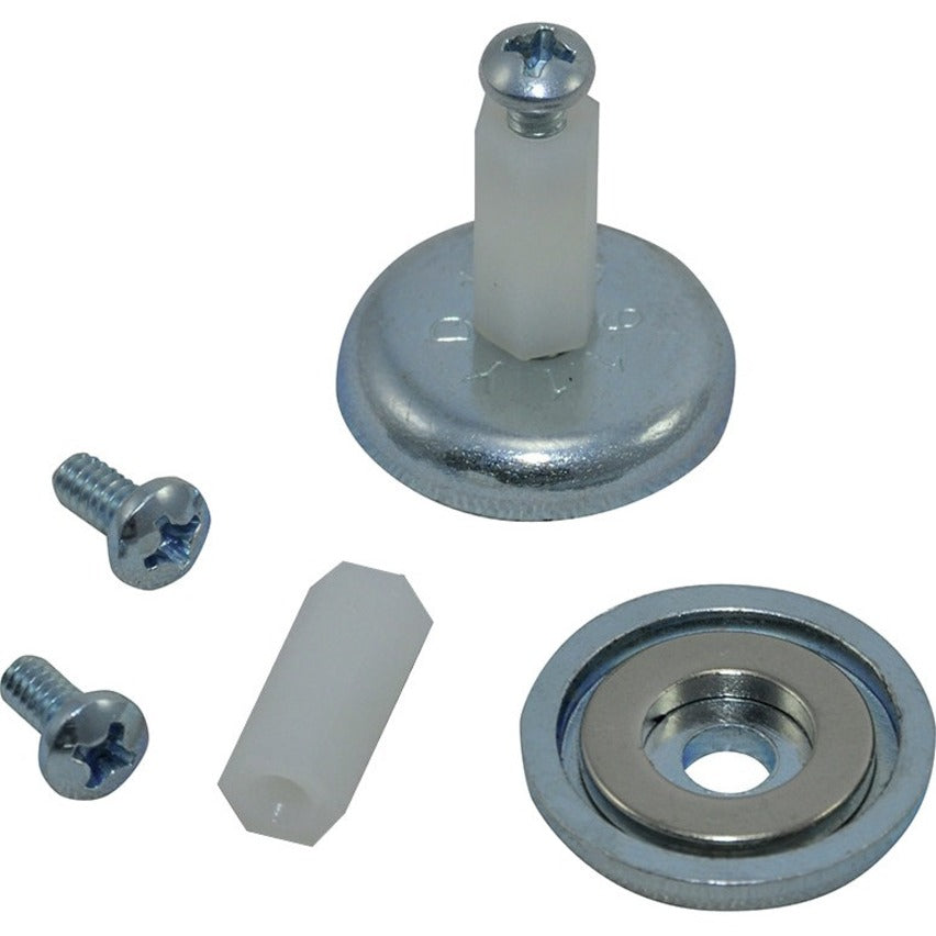 Altronix MM4 magnetic mount components showing magnet base, mounting screws, and nylon standoffs for security equipment installation-alternate-image1