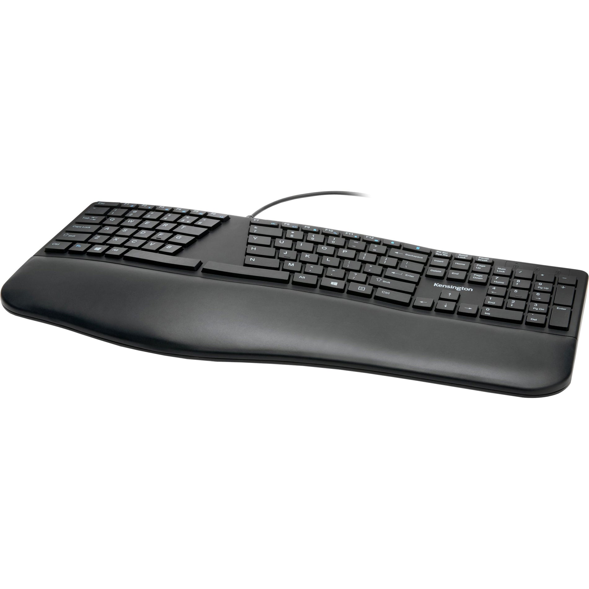 Kensington K75400US Pro Fit Ergo Wired Keyboard, Spill Proof, Ergonomic, Adjustable Tilt, Wrist Rest, Quiet Keys [Discontinued]