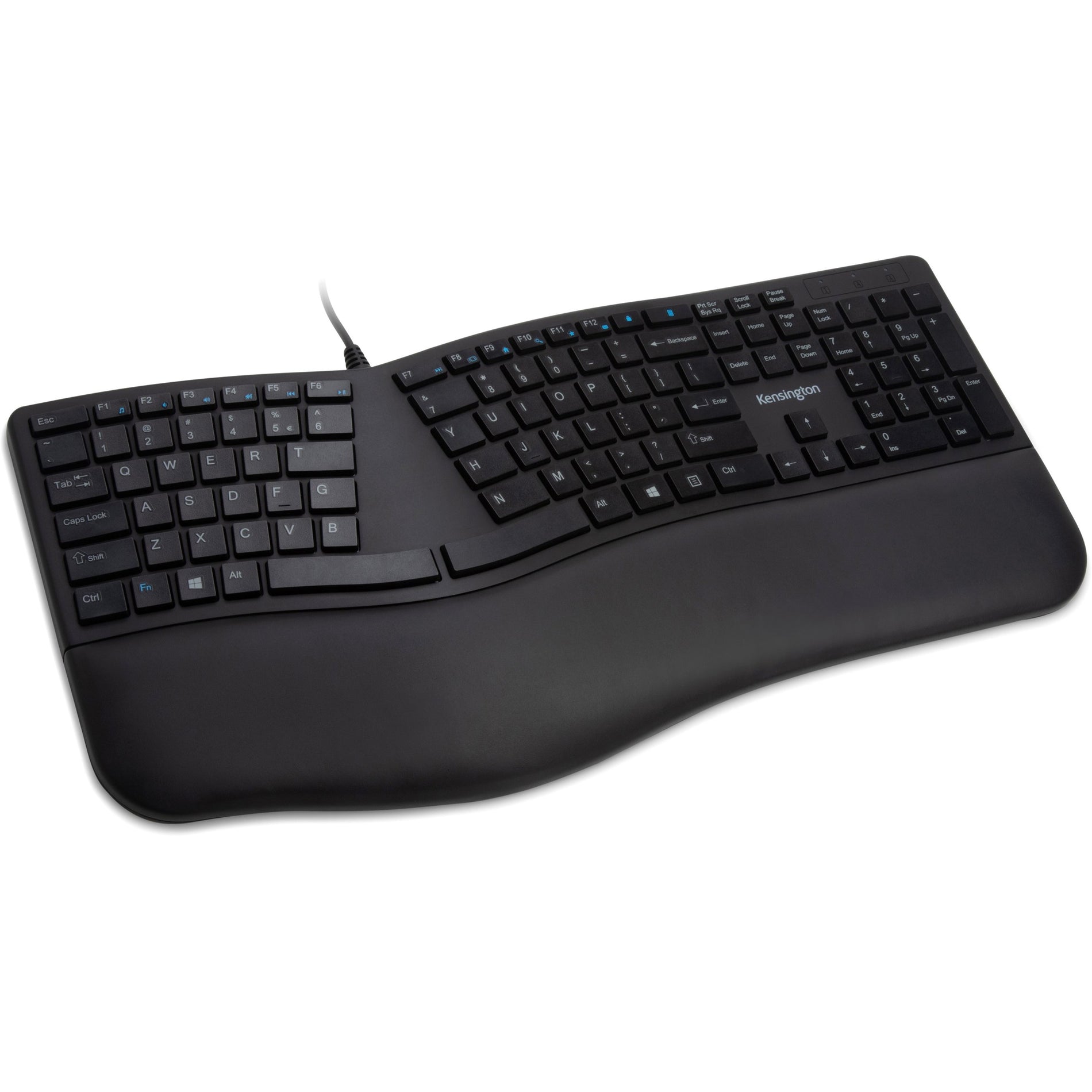 Kensington K75400US Pro Fit Ergo Wired Keyboard, Spill Proof, Ergonomic, Adjustable Tilt, Wrist Rest, Quiet Keys [Discontinued]