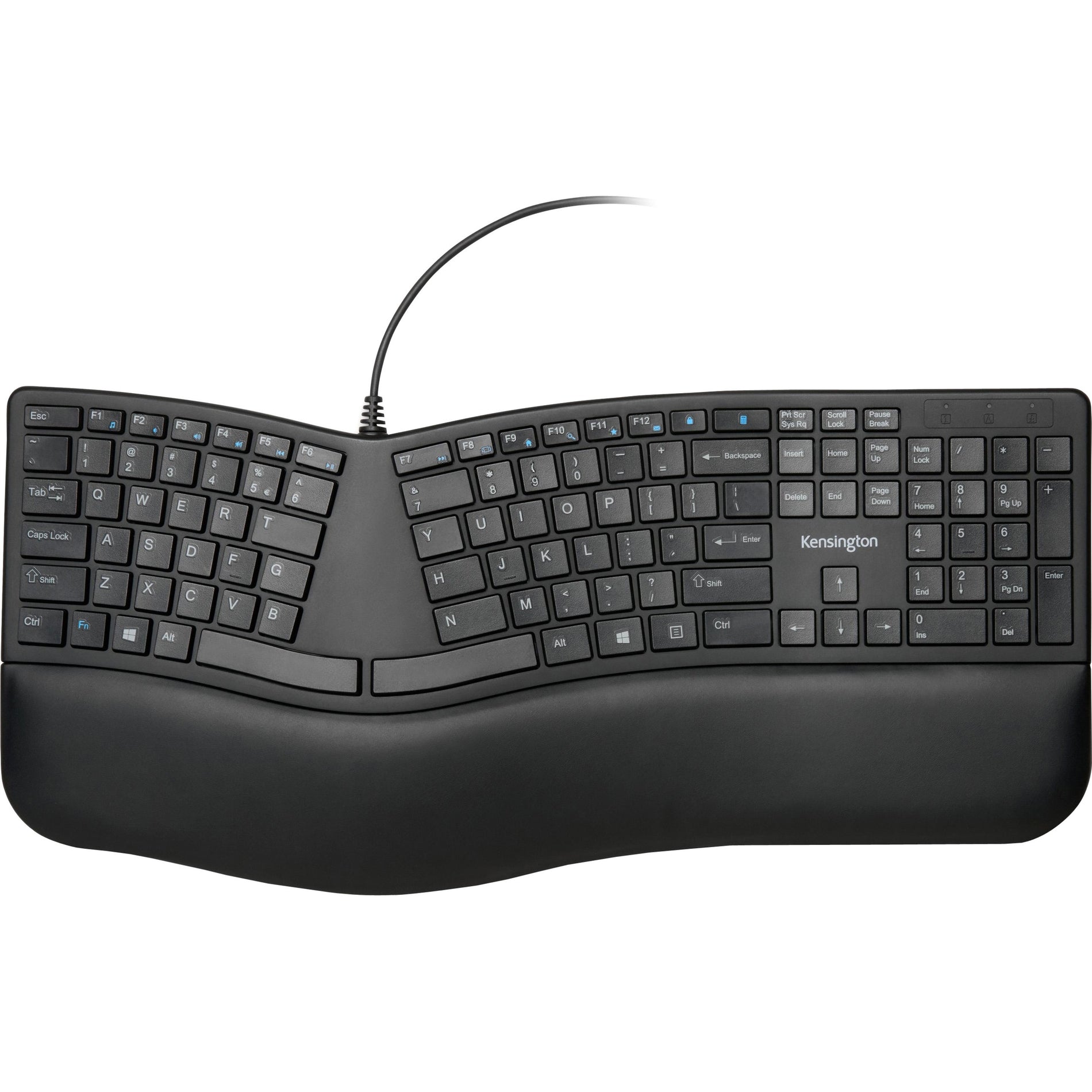 Kensington K75400US Pro Fit Ergo Wired Keyboard, Spill Proof, Ergonomic, Adjustable Tilt, Wrist Rest, Quiet Keys [Discontinued]