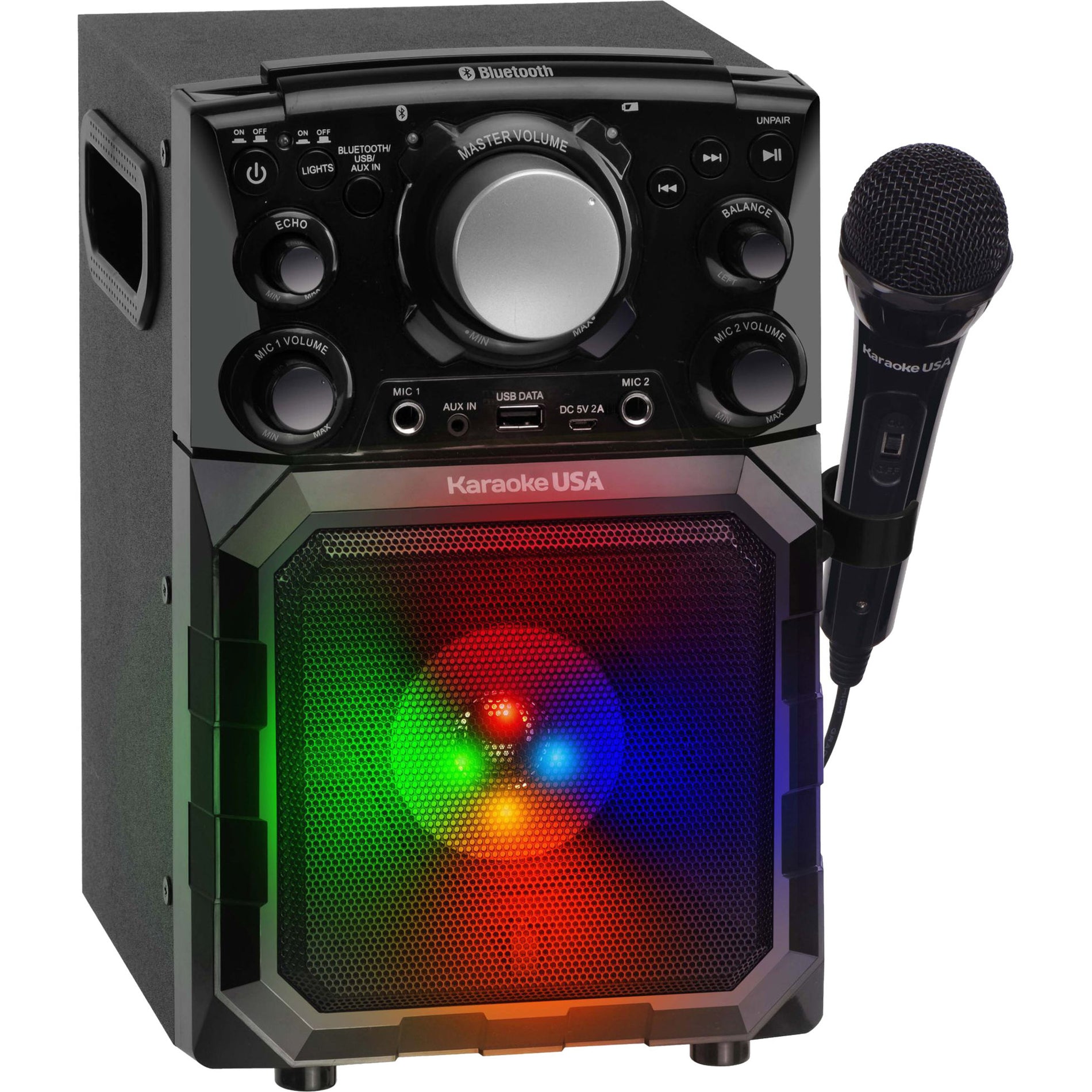 Karaoke USA GQ410 with microphone in performance position-alternate-image8