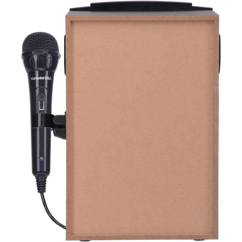 Full package contents of Karaoke USA GQ410 with microphone