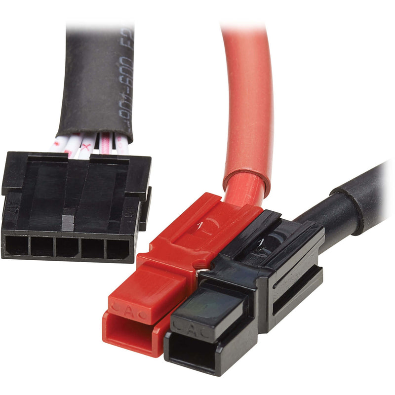 Close-up of RBC36S power connectors showing color-coded terminals and connection interface