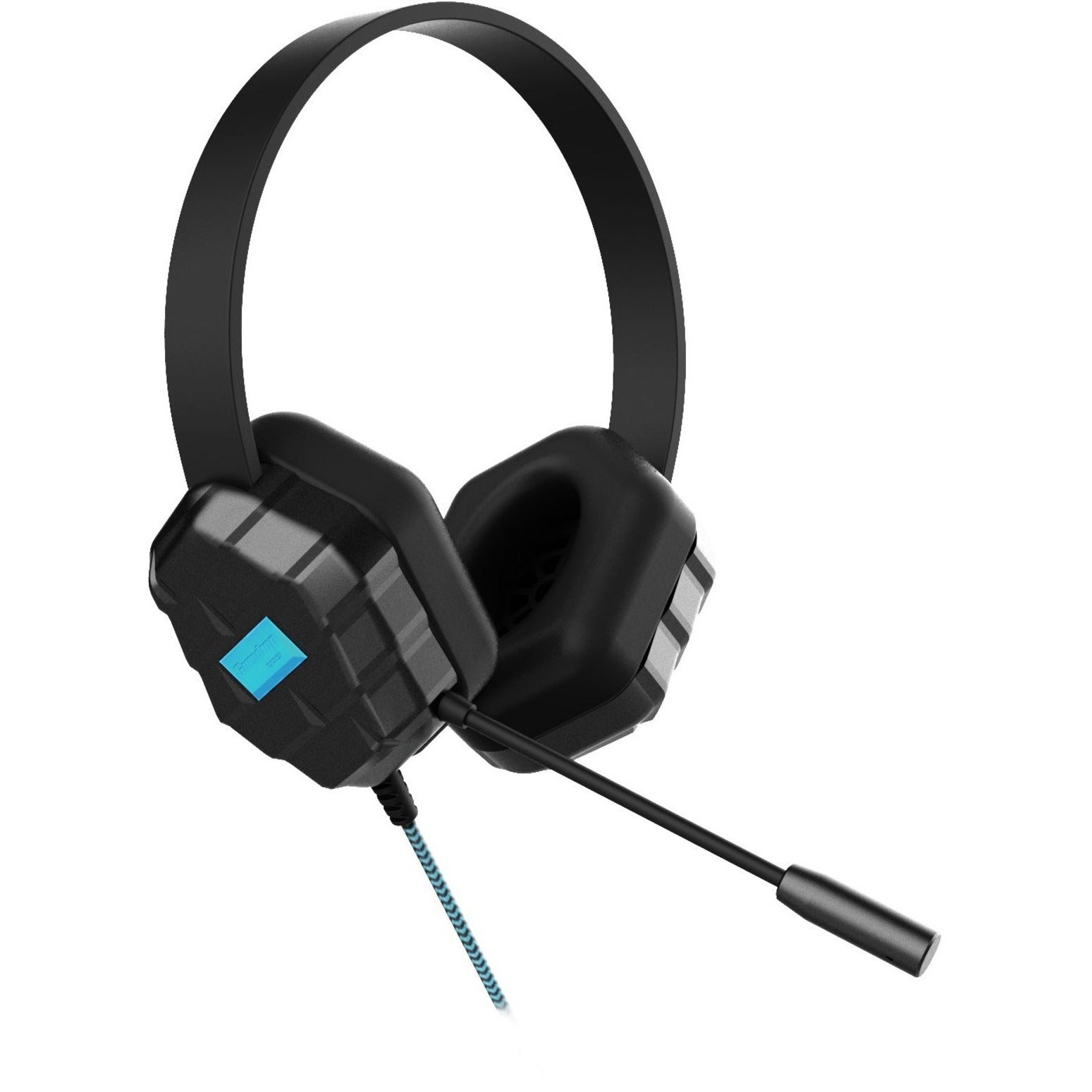 Angled view of DropTech headset showing full design with microphone and cable-alternate-image5