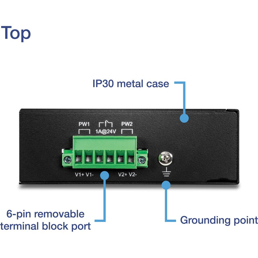 TRENDnet TI-E80 8ポート産業用ファーストイーサネットDINレールスイッチ、1.6Gbpsスイッチング容量、IP30金属スイッチ、ライフタイム保護