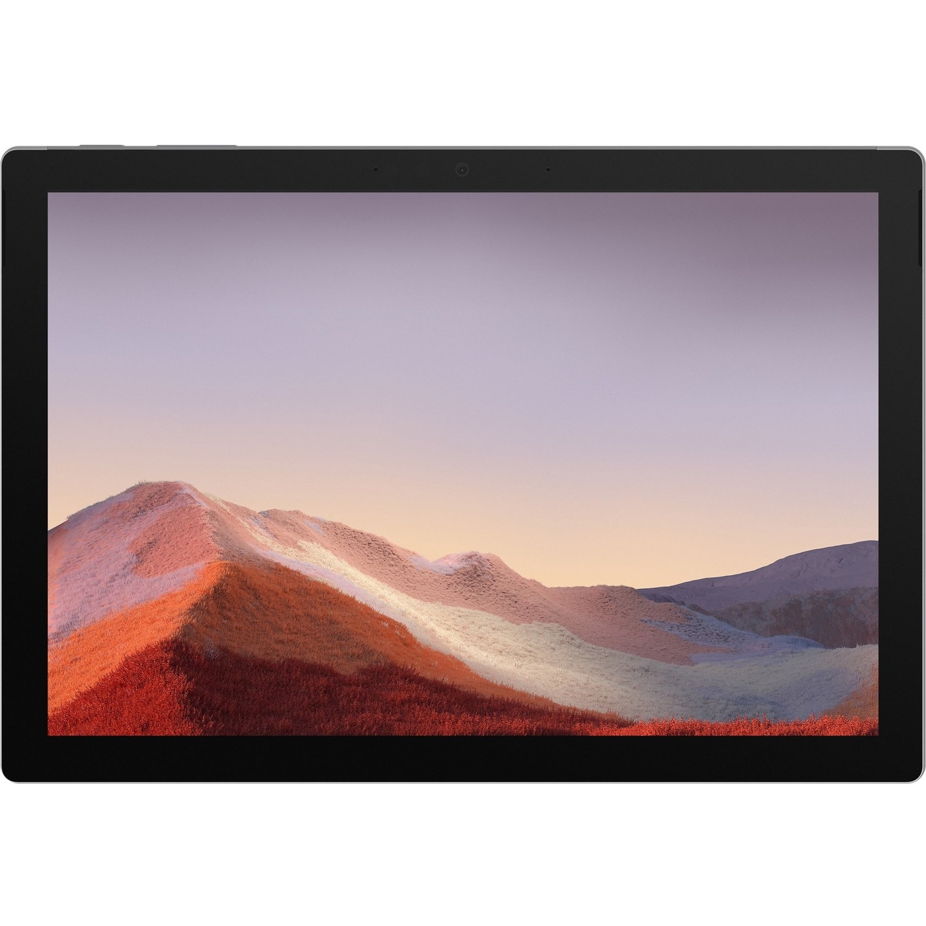 Surface Pro 7 front view showing PixelSense display with mountain landscape wallpaper-alternate-image1