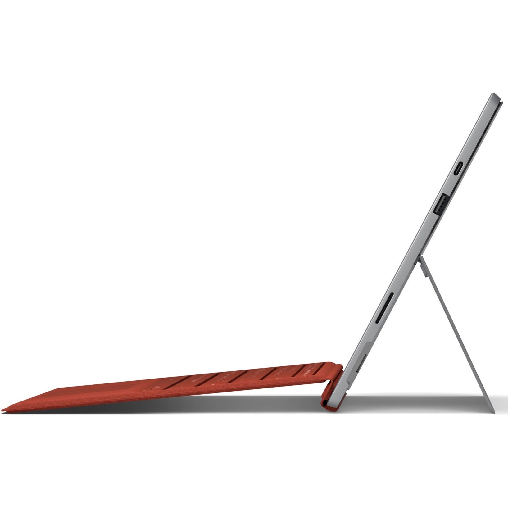 Side view of Surface Pro 7 with Type Cover at typing angle-alternate-image8