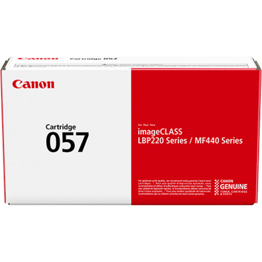 Front view of Canon 057 toner cartridge box showing model compatibility information