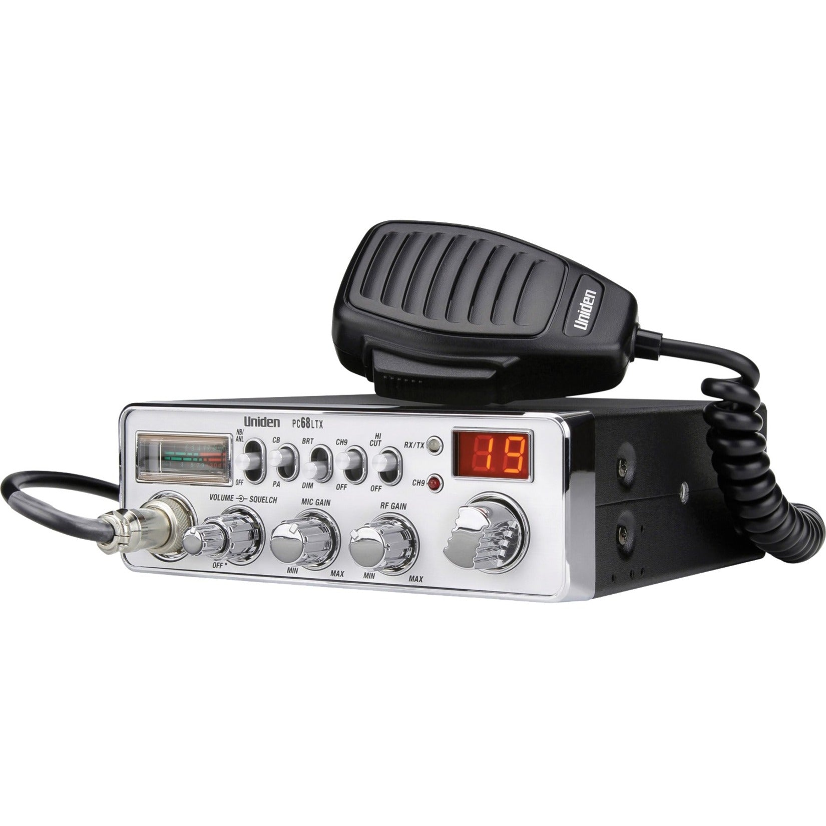 Uniden PC68LTX 40-Channel Trucker's CB Radio, LED Display, Public Address Capability, RF Gain