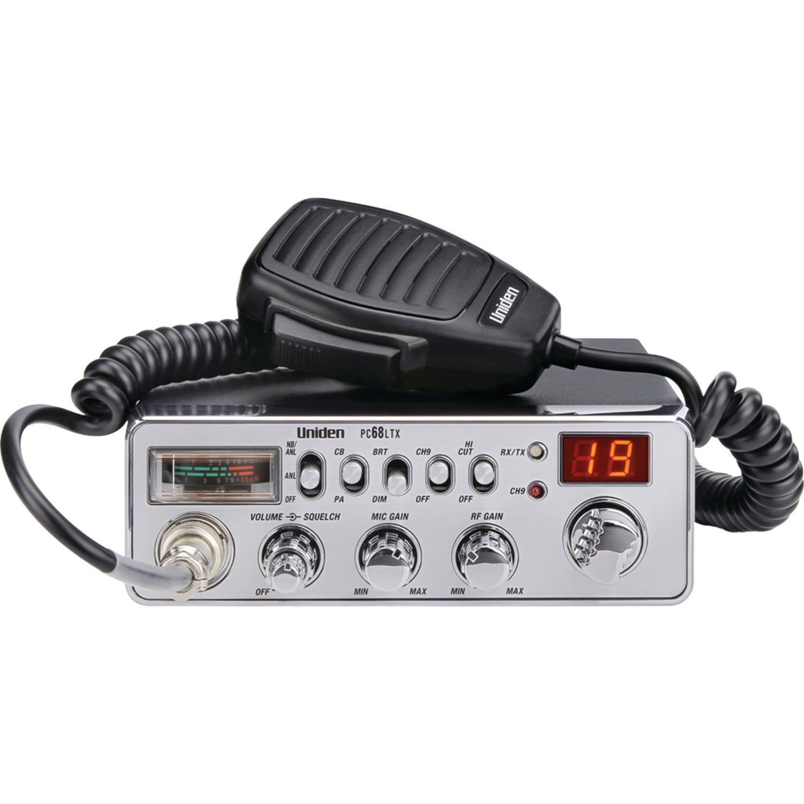 Uniden PC68LTX 40-Channel Trucker's CB Radio, LED Display, Public Address Capability, RF Gain