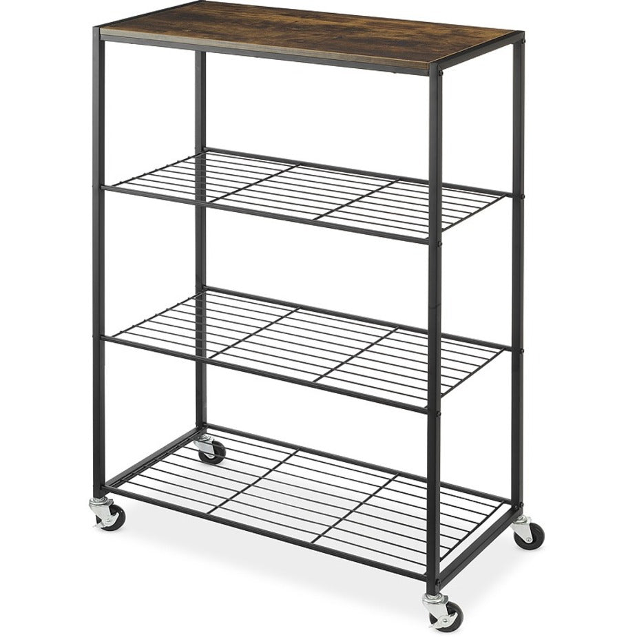 Whitmor 6764-10296 Storage Rack, Rolling, Durable, 4 Tiers, Lockable Casters