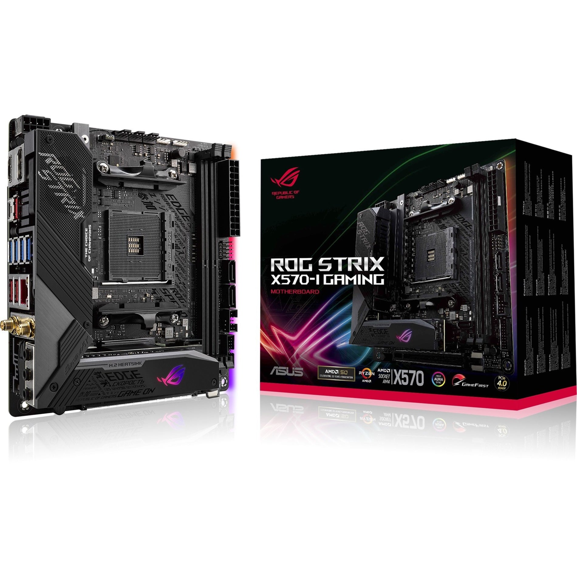 Asus ROG ROG STRIX X570-I GAM Strix X570-I Gaming Desktop Motherboard, Mini ITX, AMD X570 Chipset, Ryzen 3000 Compatible