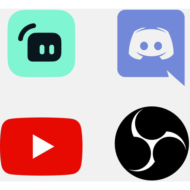 Social media platform icons showing StreamCam Plus compatibility