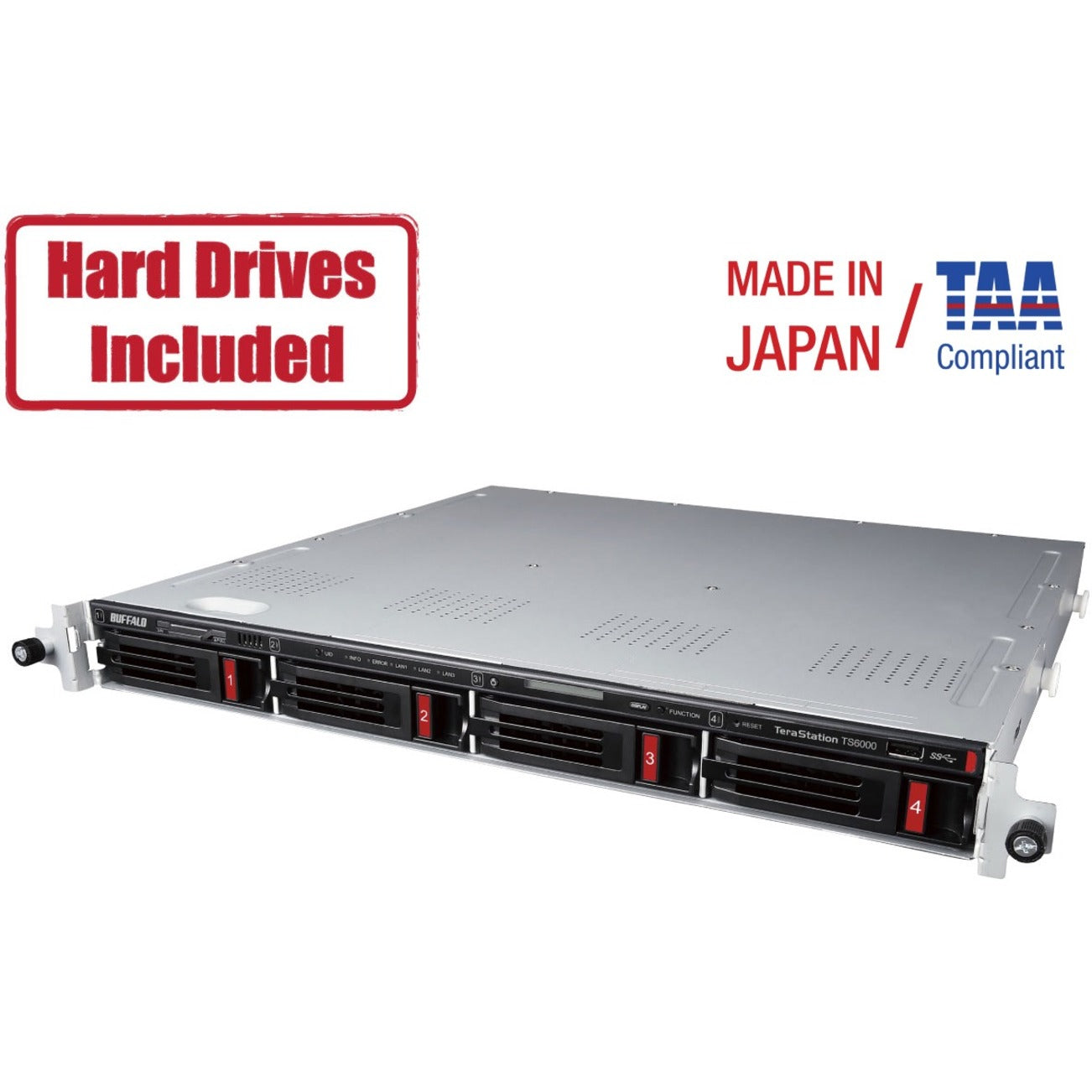 Buffalo TS6400RN1604 TeraStation 6400RN 16TB Rackmount NAS Hard Drives Included, 10Gb Ethernet, 8GB DDR4 RAM