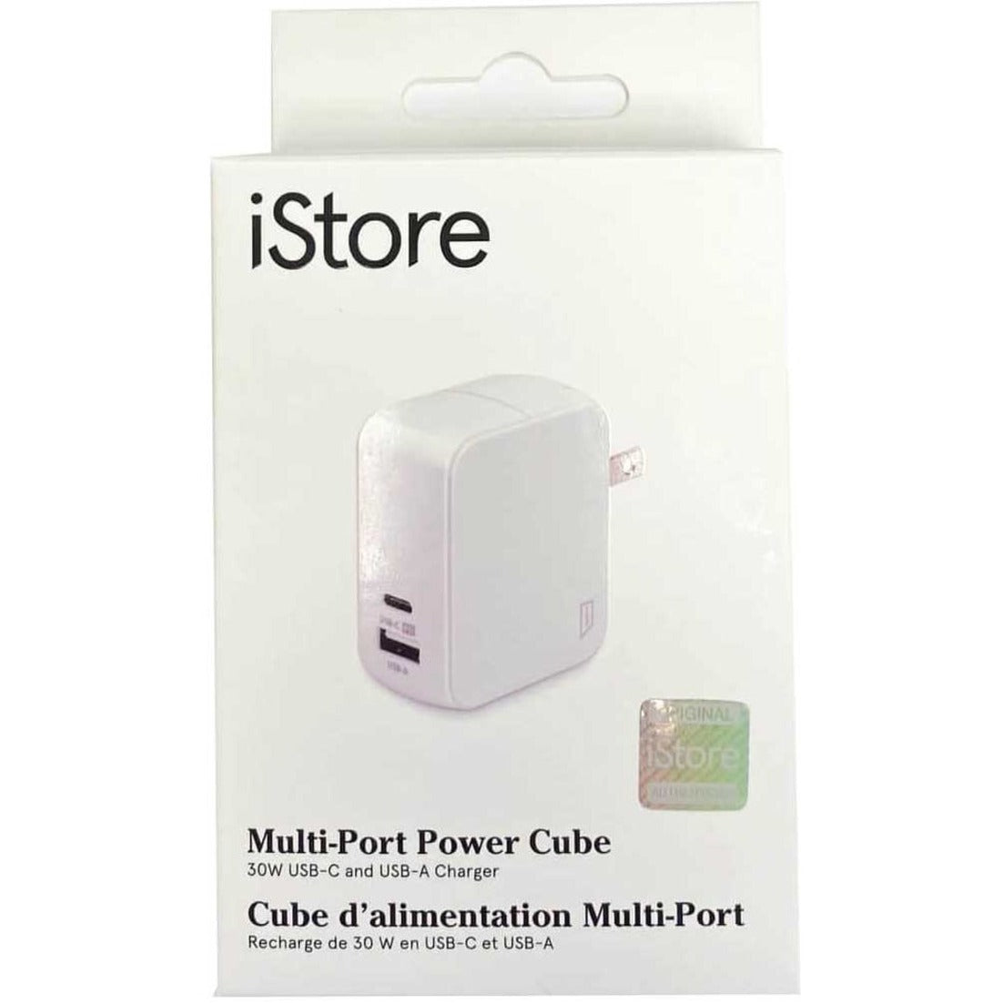 iStore APA759CAI Multi-Port Power Cube 30W USB-C and USB-A Charger, Fast Charging for USB Devices